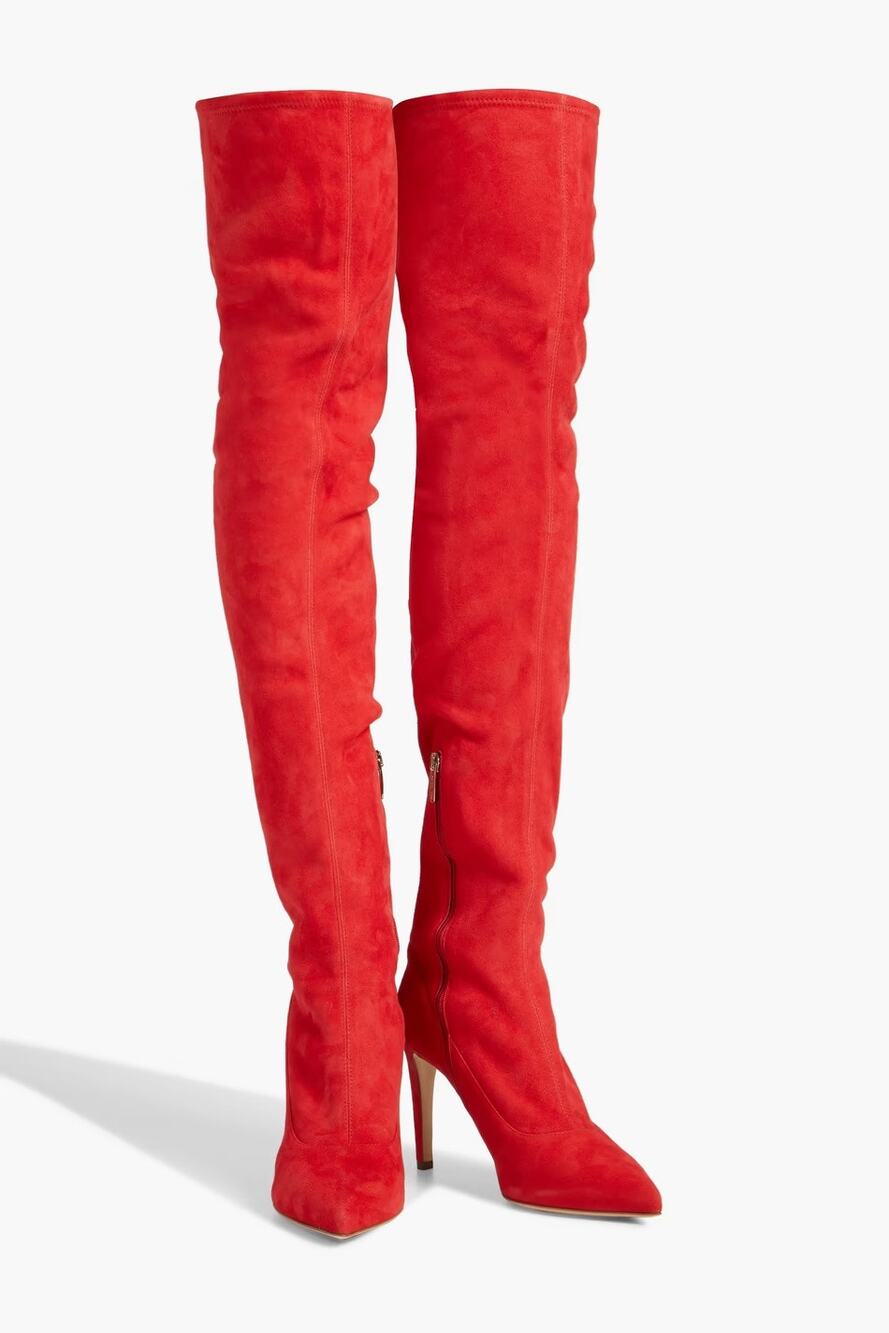 Sergio Rossi Over The Knee Boots Suede Italy Mob Wife Cowgirl Western 6